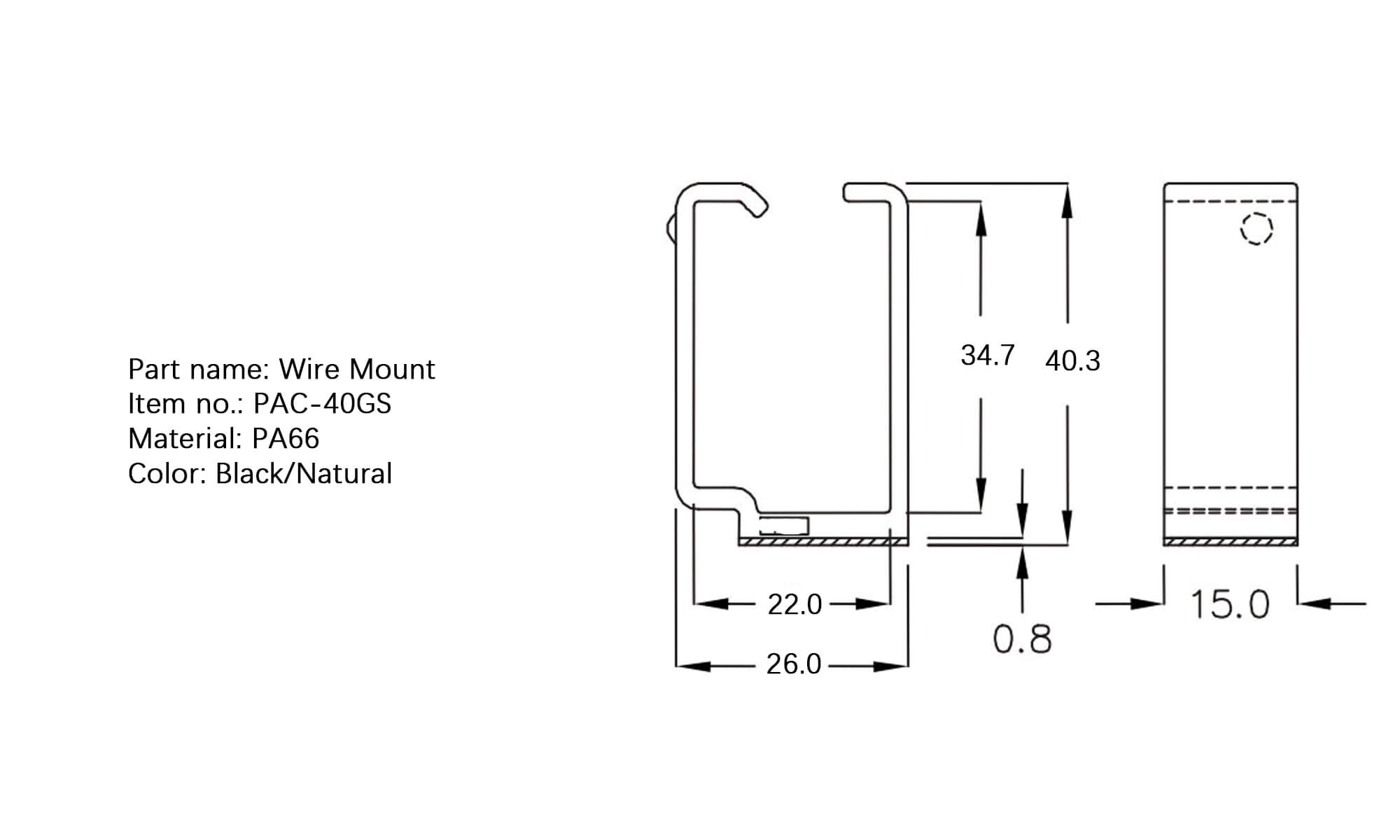 Plastic Wire Mount PAC-40GS